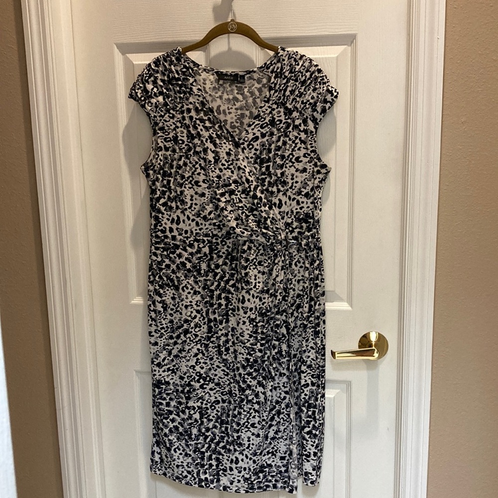 Apt. 9 black & white animal print faux wrap dress